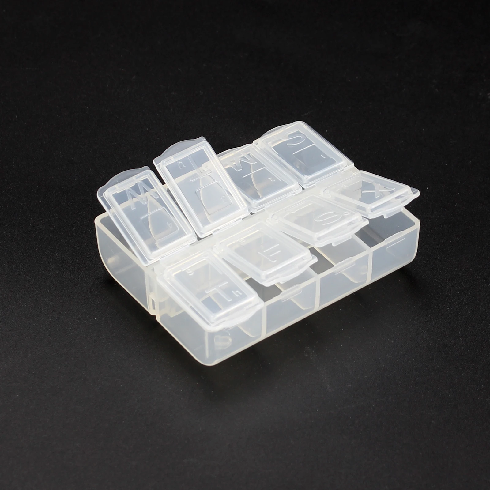 Caja de plástico pequeña transparente/verde, 8 rejillas, Kit de almacenamiento de joyas/componentes electrónicos, piezas, caja de almacenamiento de acabado