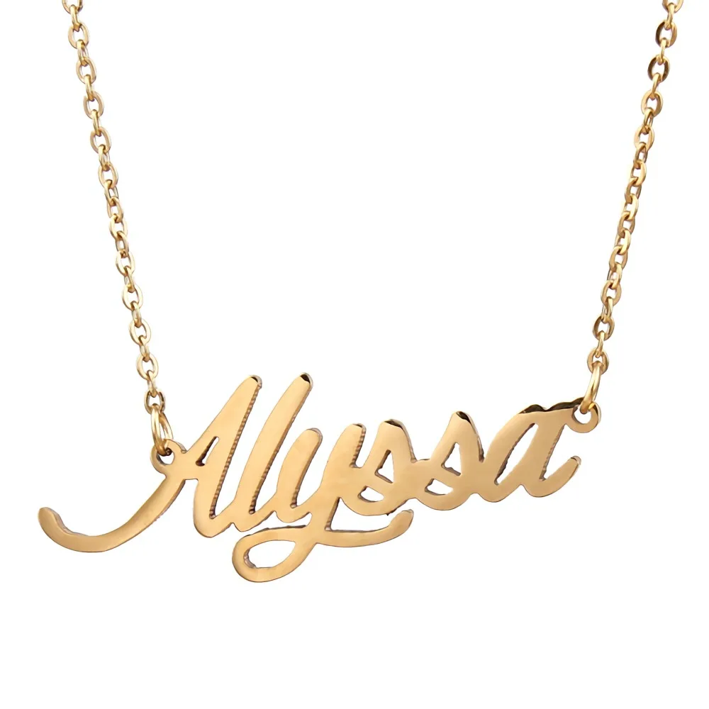 Alyssa Name Necklace for Women Personalized Stainless Steel Jewelry Gold Plated Nameplate Pendant Femme Mothers Friends Gift