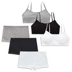 Cotton Bra Set Teens Training Bras Girls Underwear Set Teenagers Puberty  Wireless Bra+Underpants