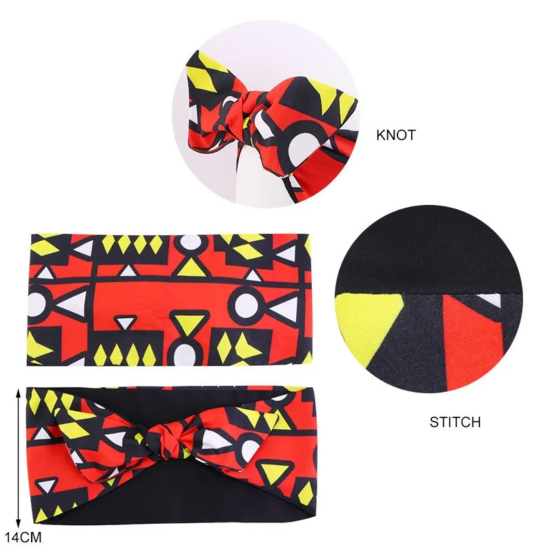 Bohemian Bow Hair Band Women African Pattern Print Bandana Headband Twist Style Salon Make Up Hair Wrap Headwear Hair Accessorie