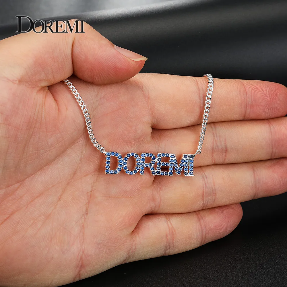 DOREMI Crystal Custom Name Necklaces with 5Colors Zircon Pendant Letters Necklace  Custom Jewelry Numbers Personalized Pendant