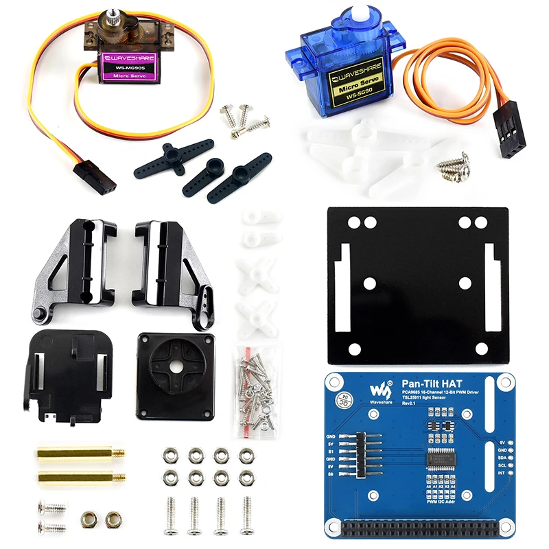 Raspberry Pi 2-DOF Pan-Tilt HAT Light Intensity Sensing I2C Interface PCA9685 PWM Chip TSL2581 Light Sensor for RPI Robot Kit