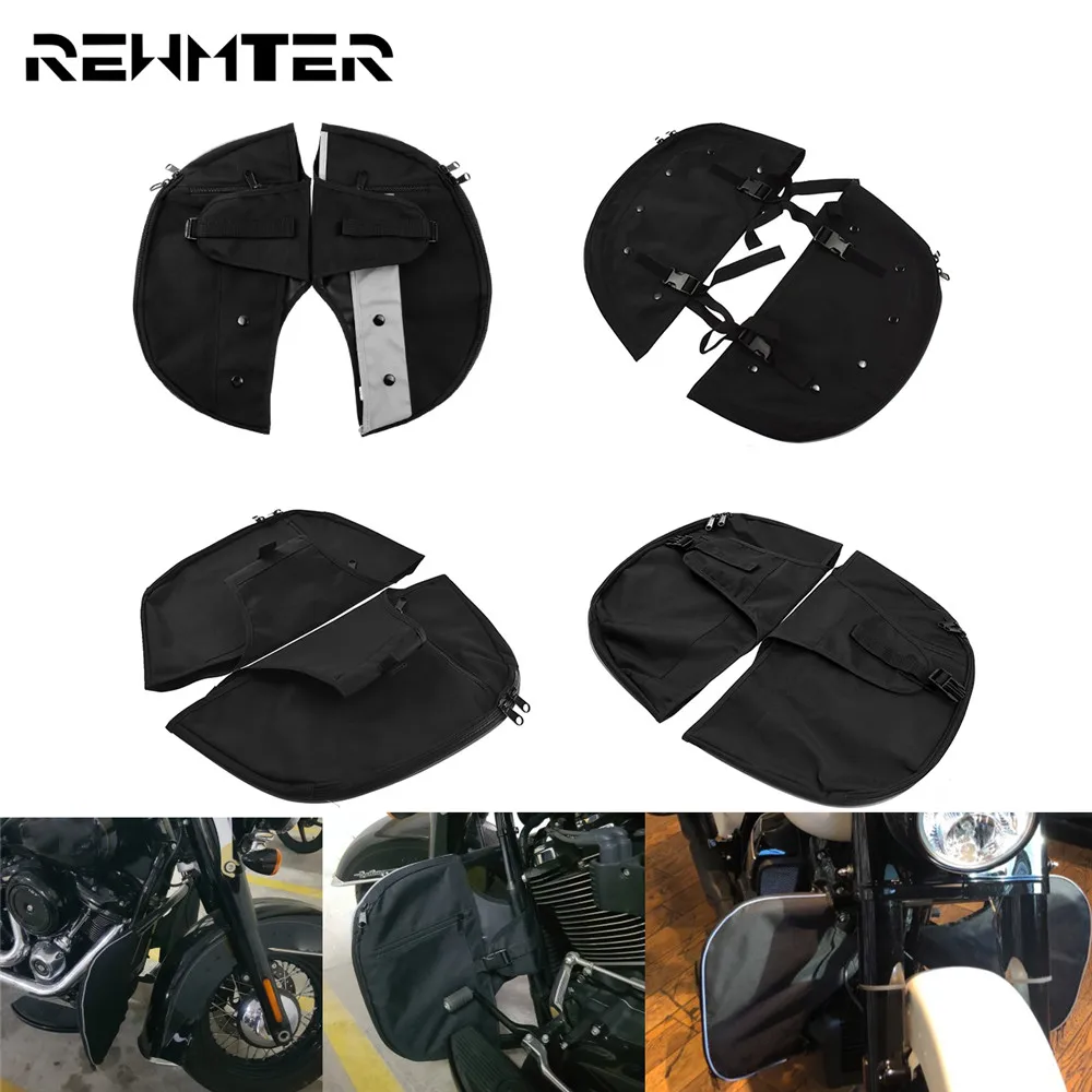 2xMotorcycle Waterproof Soft Lowers Chaps Leg Warmer Bag For Harley Touring Road Street Glide Dyna Softail FL Sportster XL 48 72