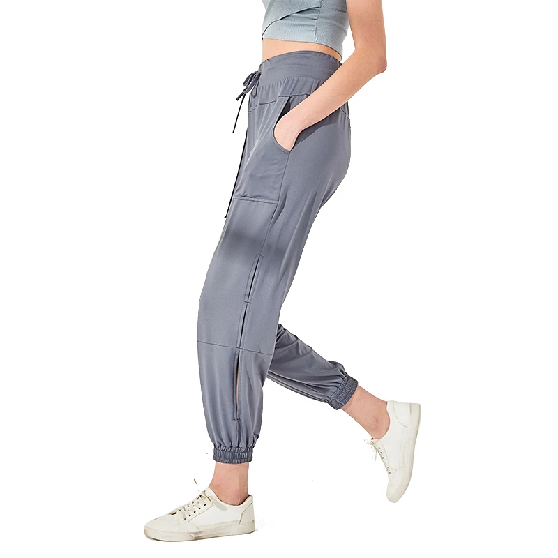 LUKITAS Gym Pants Yoga Pants Drawstring Polyester High Waist Quick Dry Breathable Trousers Running Pocket Sport Casual Pants