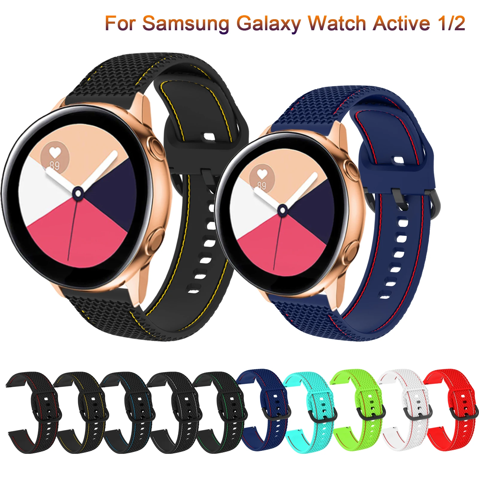 

Ремешок 20 мм для наручных часов, спортивный браслет для Samsung Galaxy Watch Active 2 40 мм 44 мм Gear, Active 2 3 42 мм