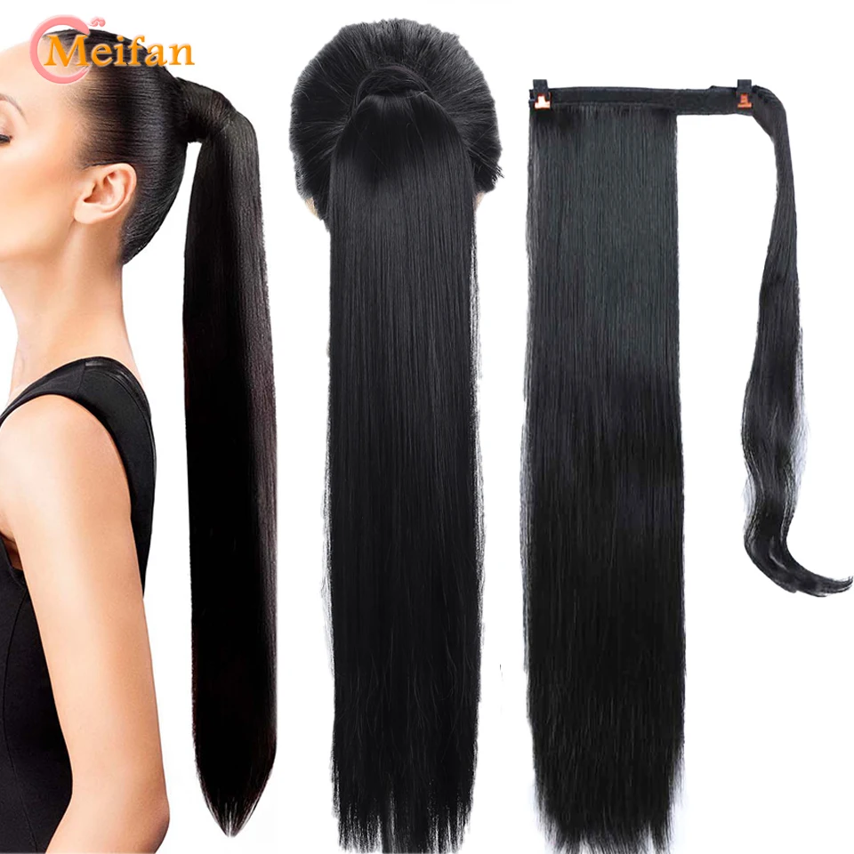 

MEIFAN Synthetic Long Straight Clip in Hair Tail Nature FaKe Ponytail Extension Hairpiece With Hairpins High Temperature Ponytai