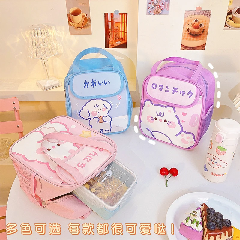 Portable Lunch Bag for Women Oxford Large Capacity Kawaii Food Bags Kids Student Travel Picnic Container Food Storage Bags WY410