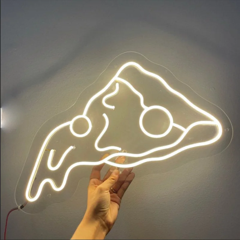 Custom Pizza Led Flex Transparent Acrylic Neon Sign Light Decor Wall Hanging  for Home Room Kitchen Restaurant Sale Shop