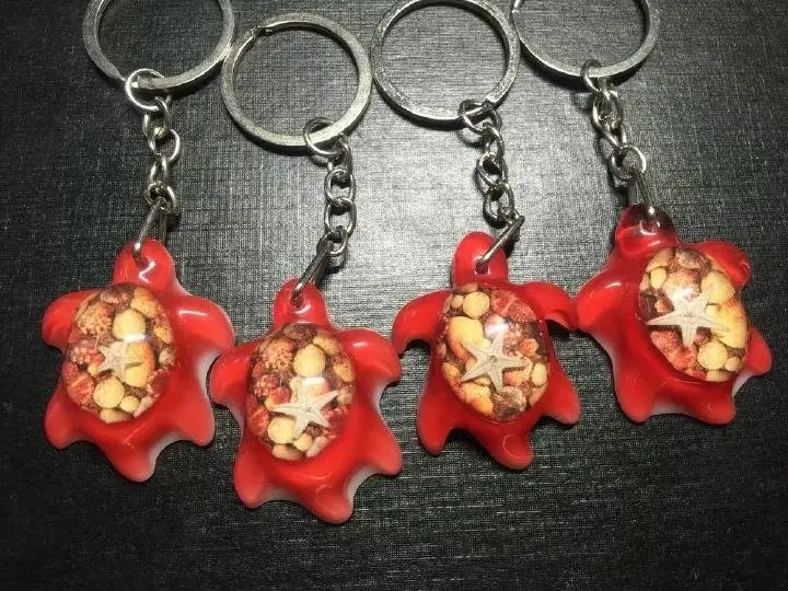 

20 PCS Magic Design Red Real Red Specimen Turtle Key Chains Men Women's Car Keychains Keyrings