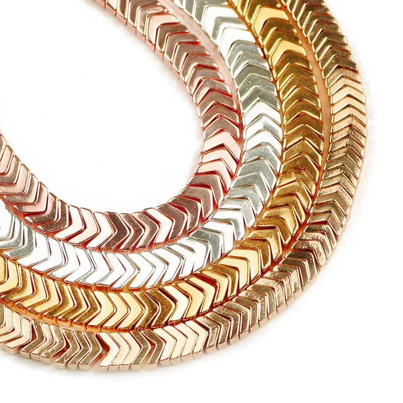 Arrows Shape Hematite Rose Gold Color Natural Stone 7mm Spacer Loose Beads For Jewelry Making 15\'\' Diy Bracelets Accessories