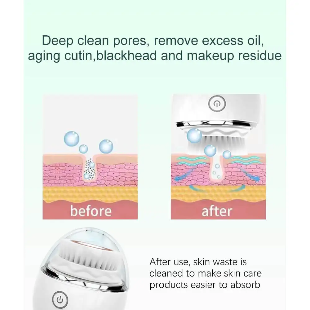 Electric Facial Cleaning Brush Skin Care Pore Cleaner Rotating Oscillation Face Washing Cleanser Sonic Egg Shape Waterproof IPX6