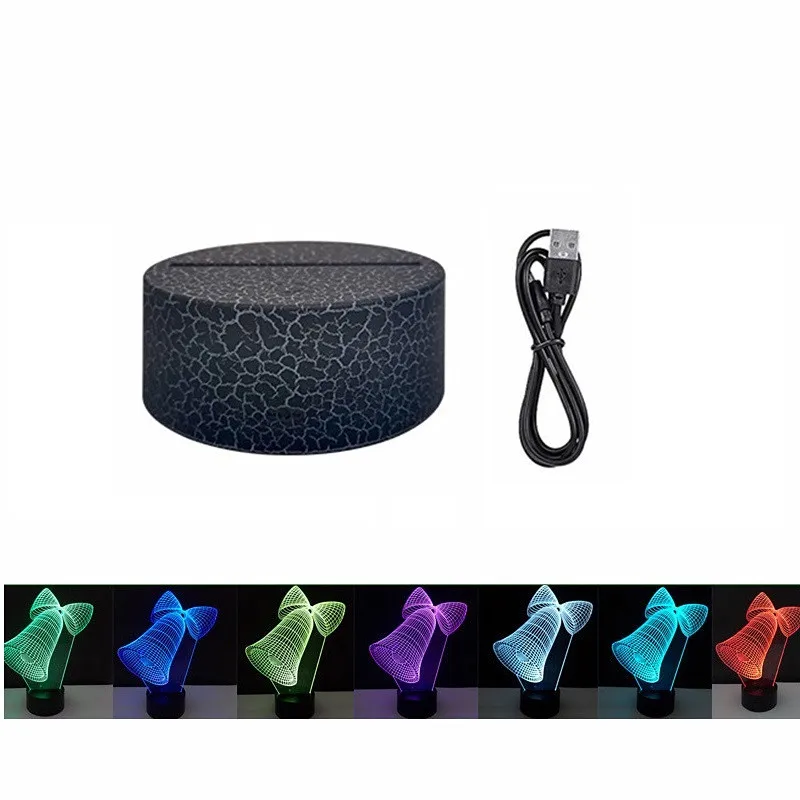 50Pcs 100MM 3D Crackle Black White Base RGB 7Colour Led Night Light Touch Table Lamp Holder Room Decor Gift