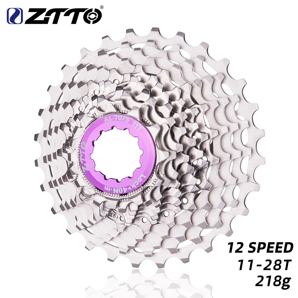 Road Bike 12 Speed Cassette Ultralight 12s 11-28T SLR2 Silver Freewheel CNC 12v K7 sprocke HG Compatible 218g