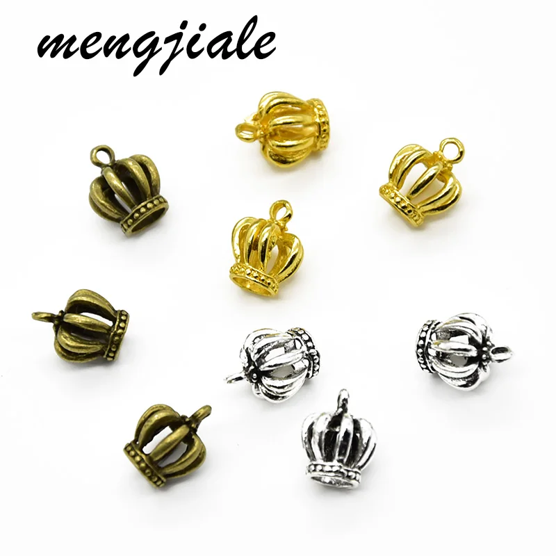 12Pcs  Hot  Sell  Vintage  Metal  3D Crown  Charms  Pendant  For  Jewelry Making  DIY Handmade Craft