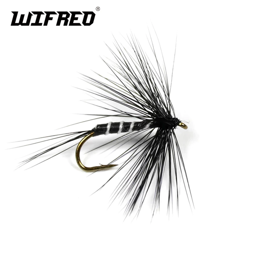 Wifreo 10PCS #10 Black Zebra Mosquito Fly Trout Fishing Dry Flies Fly Fishing Bait Lures