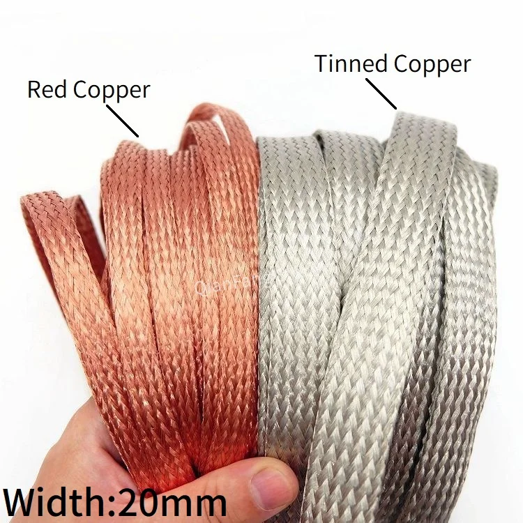 20mm Tinned Plating Copper Braided Sleeve Metal Sheath Anti Interference Screening Audio Speaker Wire Wrap Signal Cable Shielded