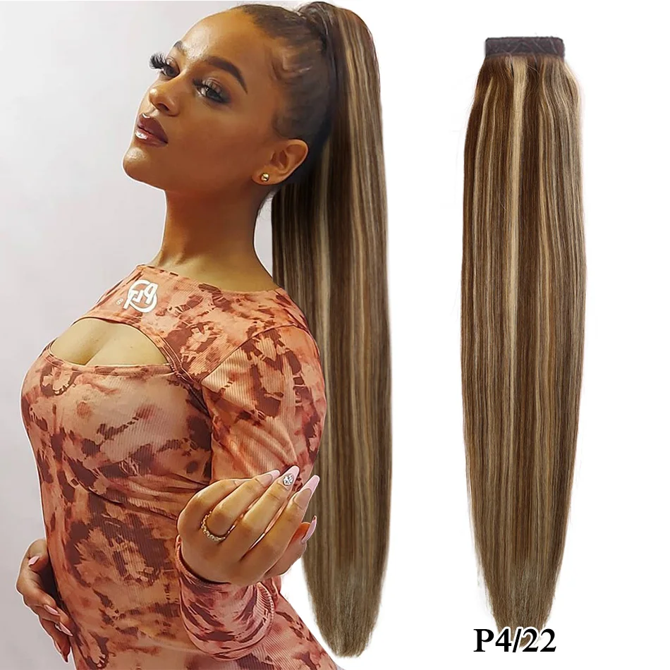 Echte Schoonheid Paardenstaart Menselijk Haar Wrap Around Paardenstaart Recht Brazilian100% Remy Menselijk Haar Paardenstaart Extensions 60/100/120/150g