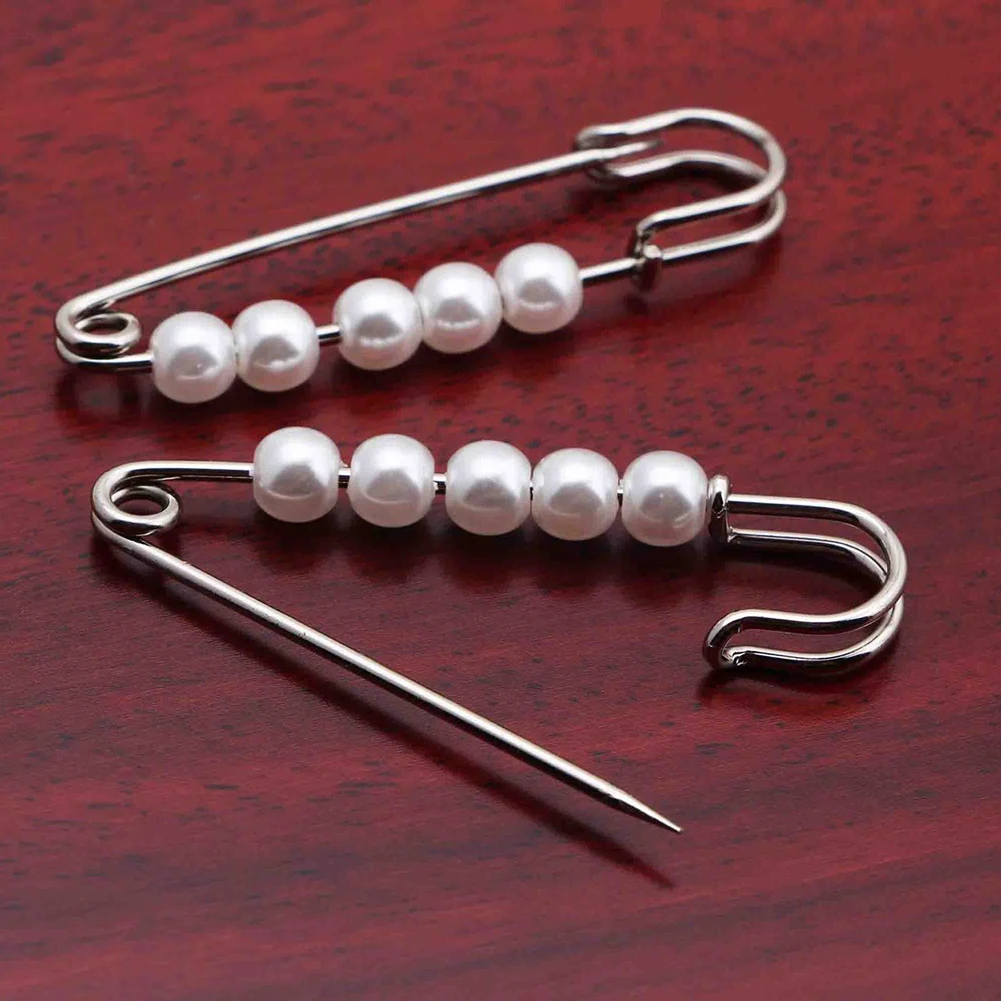 Beads Safety Pins Vintage Fashion Simulated Pearl Brooch Pin Jewelry Ornaments for Scarf Coat Bag Garment Decoration Accessories