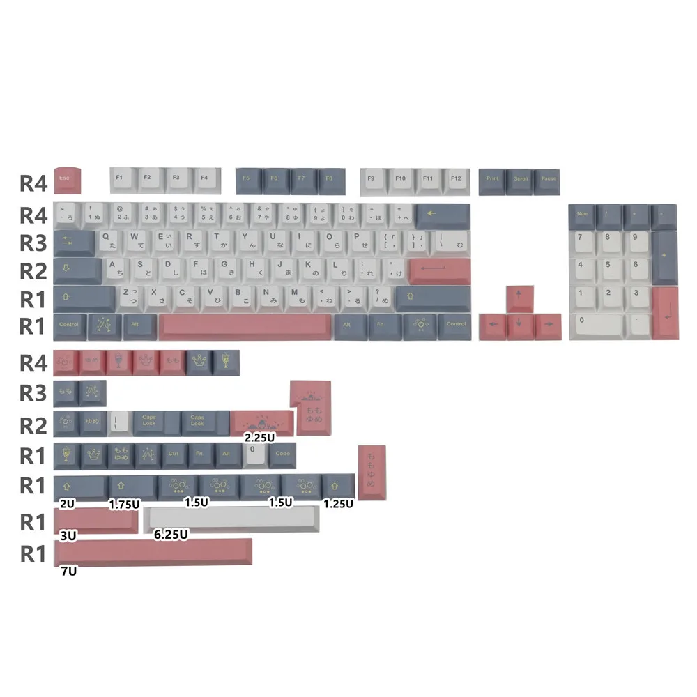 CMK Momo Yume Keycap 140 Keys Clone PBT Keycaps Cherry Profile DYE-Sublimation Full Sets 1.75U 2U 7U Key For Mechanical keyboard