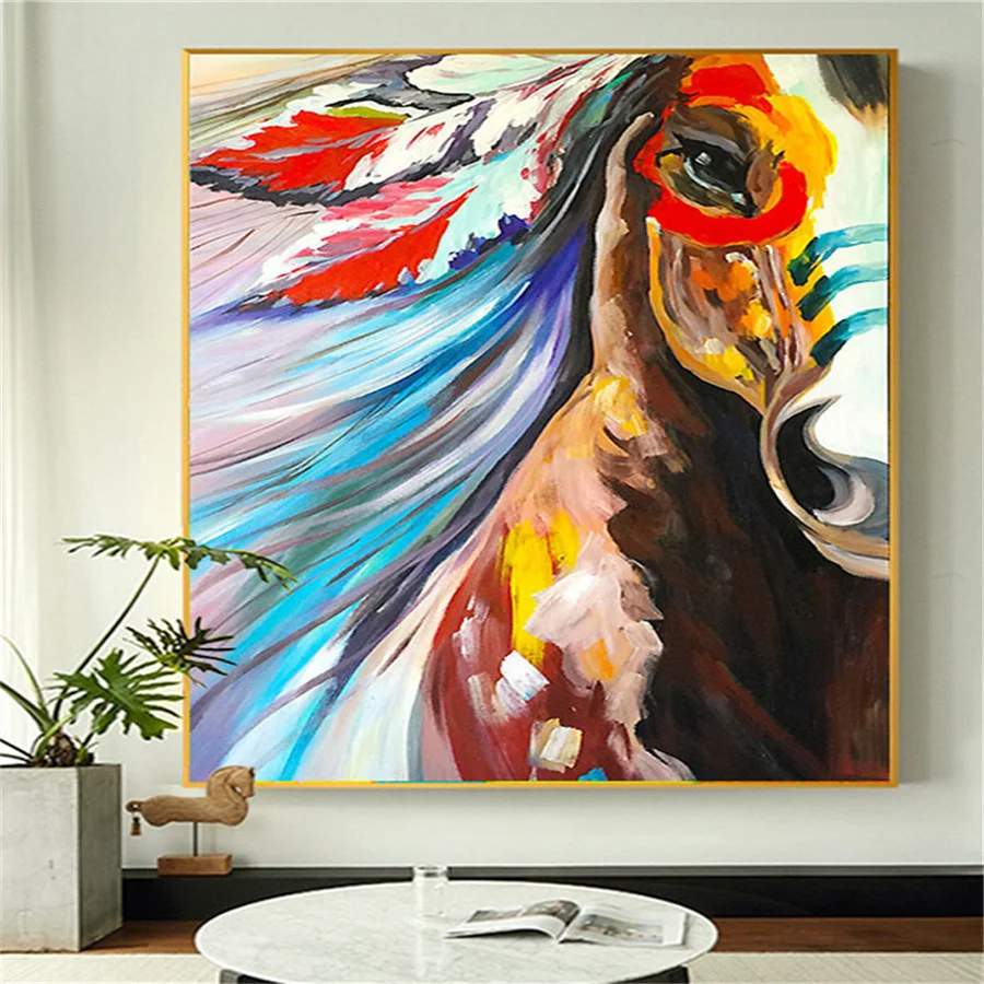 

Hand painted horse Middle East horse Mongolian horse decorative horse oil painting modern animal oil painting on canvas decorati