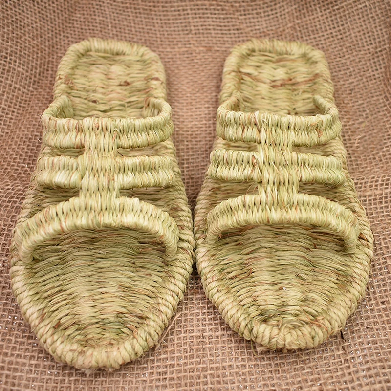 Sandales d\'été en paille faites à la main pour hommes et femmes, pantoufles de couple chinoises, à la mode, pour loisirs, personnalité, costume