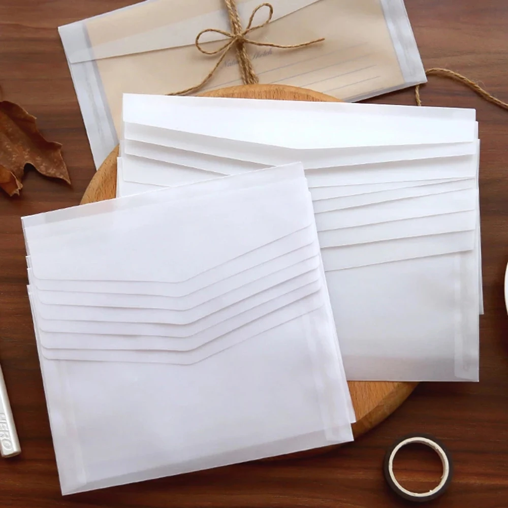 10pcs/lot Blank Envelopes Transparent Paper Envelopes Set Simple Vintage Envelope For Wedding Invitation Blessing Greeting Cards
