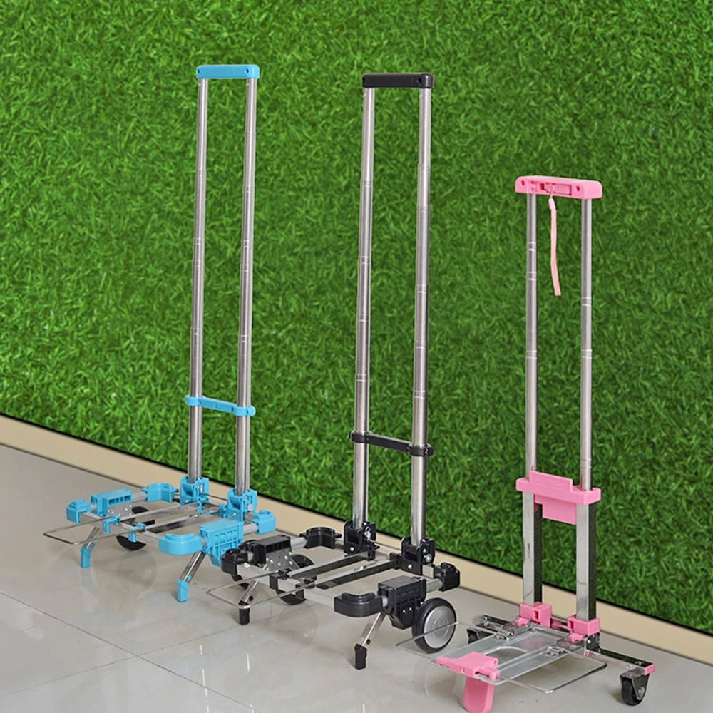 A4 PaperSize Large Luggage Cart with Wheels Folding Hand Truck Compact and Lightweight Utility Stainless Steel Cart