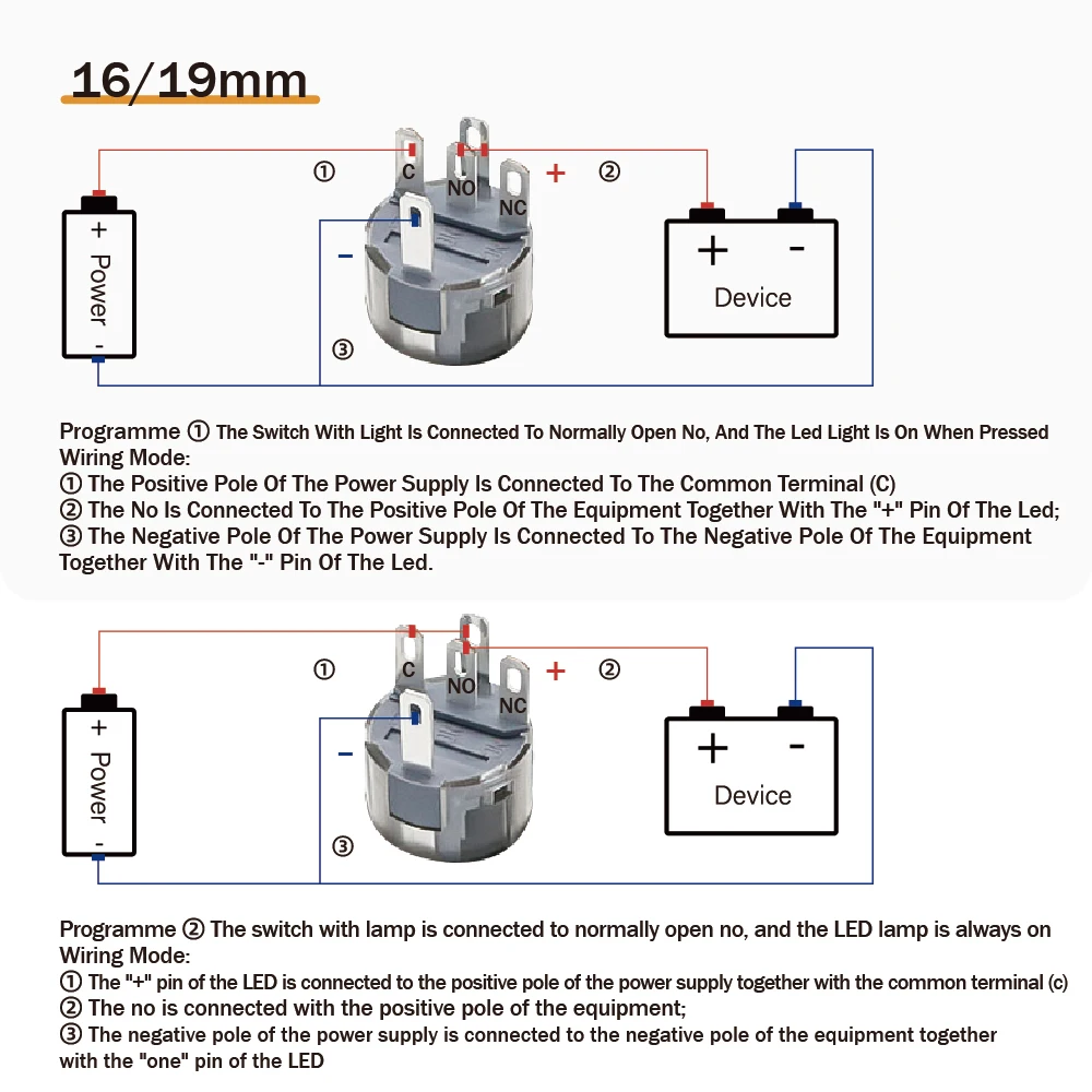 12/16/19/22mm Waterproof Metal Push Oxidized Black Button Switch Latching Momentary LED Light Power Switch 5V 12V 24V 220V