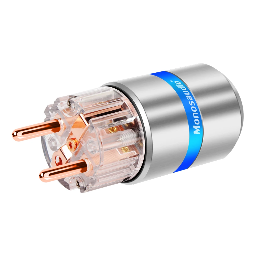 Monosaudio hifi Pure copper Schuko Plug  hifi red Pure copper EUR version Hifi audio Power cable Extenstion adapter Plug