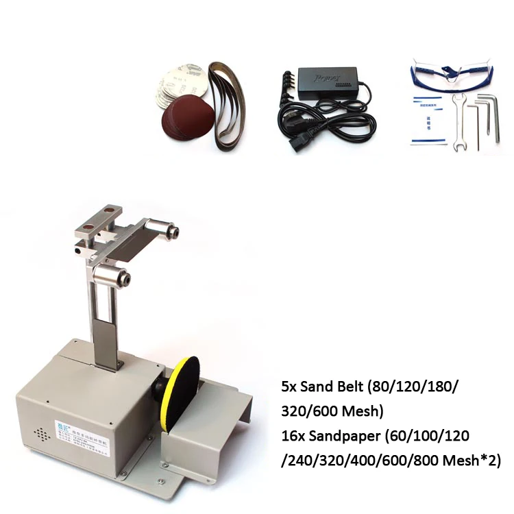Mini lijadora de banda 4 en 1, sierra de mesa eléctrica multifuncional hecha a mano para carpintería, máquina pulidora de corte modelo de escritorio DIY