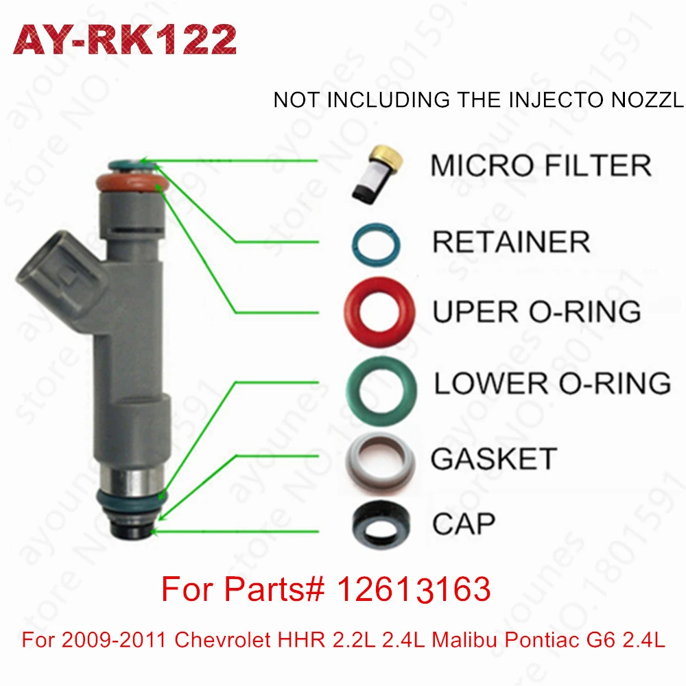 20sets Fuel Injector Repair Kits For Injector Parts#12613163 For 2009-2011 Chevrolet HHR 2.2L 2.4L (AY-RK122)