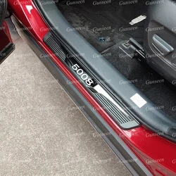 For Peugeot 5008 GT Car Door Sill Protector Scuff Plate Trim Interior Accessories Pedal Styling Sticker 2021 2020 2019 2018 2017