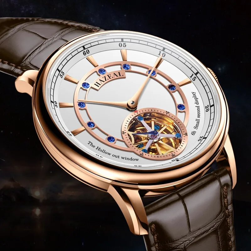 Модные наручные часы для мужчин, мужские автоматические часы HAZEAL man, роскошные механические наручные часы со скелетом, водонепроницаемые, relogio