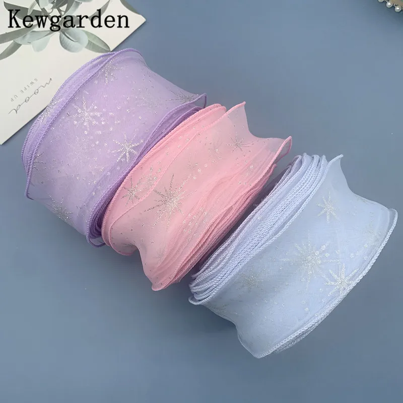 Kewgarden Sliver Snowflake Organza Ribbon 55mm 2