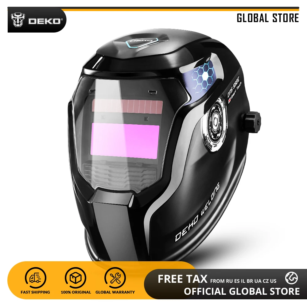 Global DEKO DNS-550E Solar Power Auto Darkening Welding Helmet Welder Lens Mask 92*42cm Larger View Area for TIG MIG MMA Grind