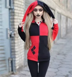 Cosplay Hoodie Thin Jacket Adult Girls Halloween Stitching Hooded Clown Sweater Zipper Jacket