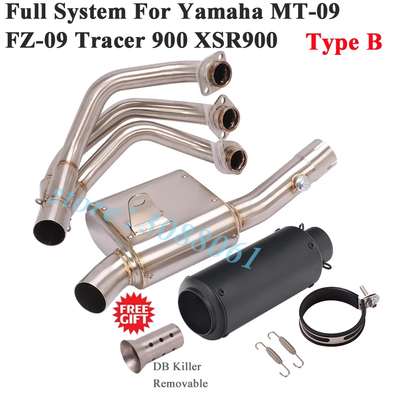 For Yamama MT-09 FZ-09 Tracer 900 XSR900 Motorcycle GP Full Exhaust Escape Modify Front Link Pipe Muffler Carbon Fiber DB Killer