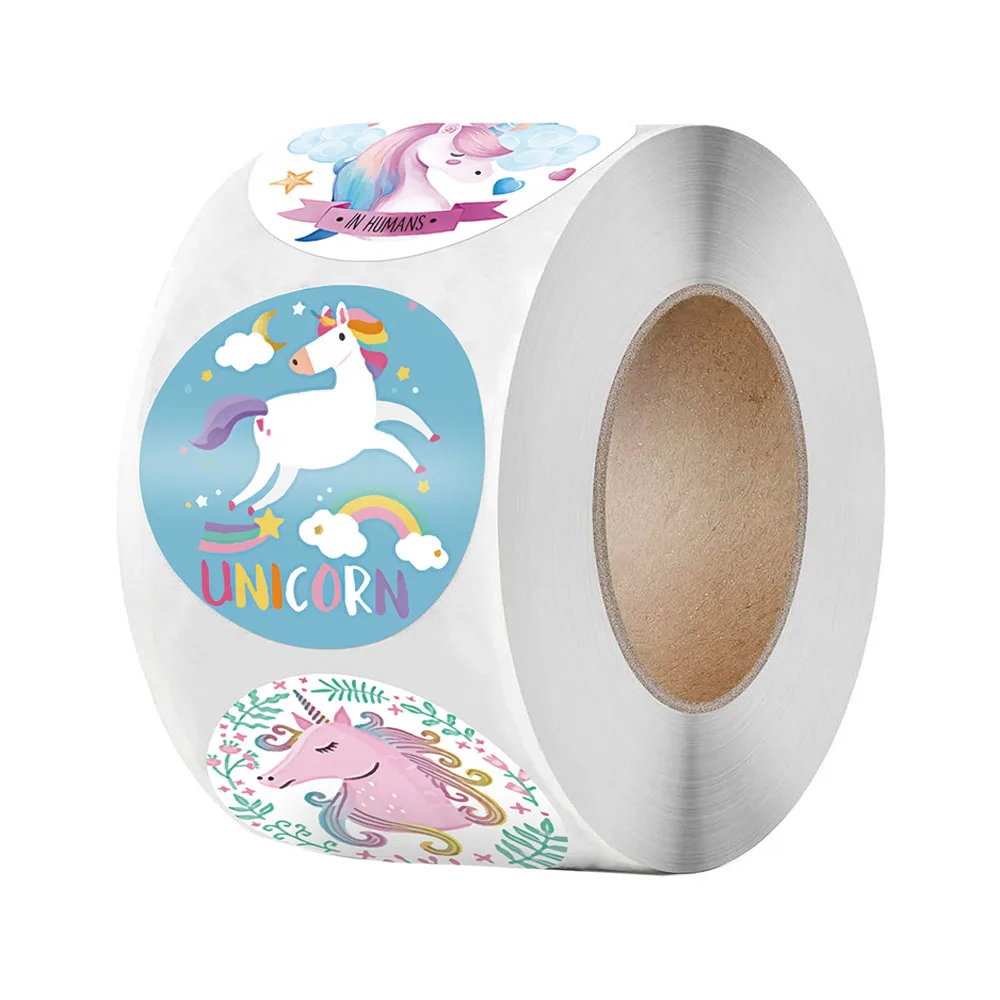 50-500pcs Cute Cartoon Unicorn Stickers 4 Designs 1\'\' Children Reward Label Encourage Motivational Reward Sticker for Kids