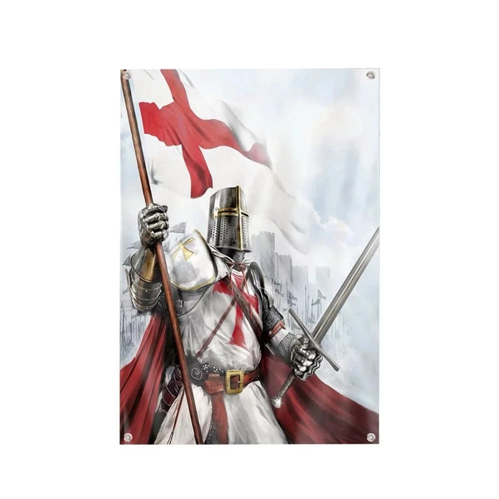 

Order of the Temple Banners Flag Wall Art Vintage Crusaders Posters Canvas Painting Knights Templar Armor Wallpaper Home Decor 5