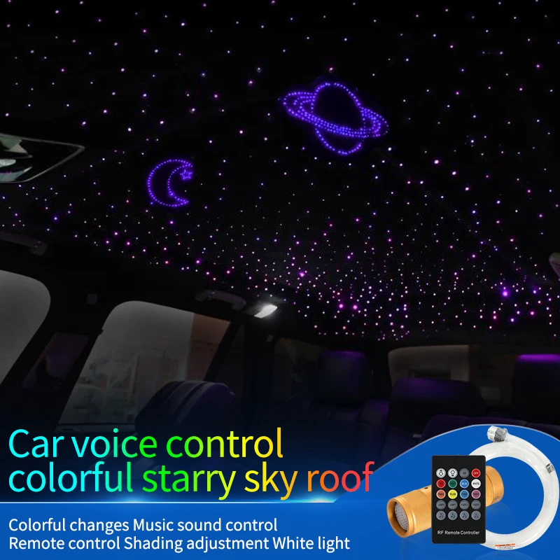 

Car modification starry sky full of gypsophila colorful voice control atmosphere light color car ceiling 12v fiber optic light