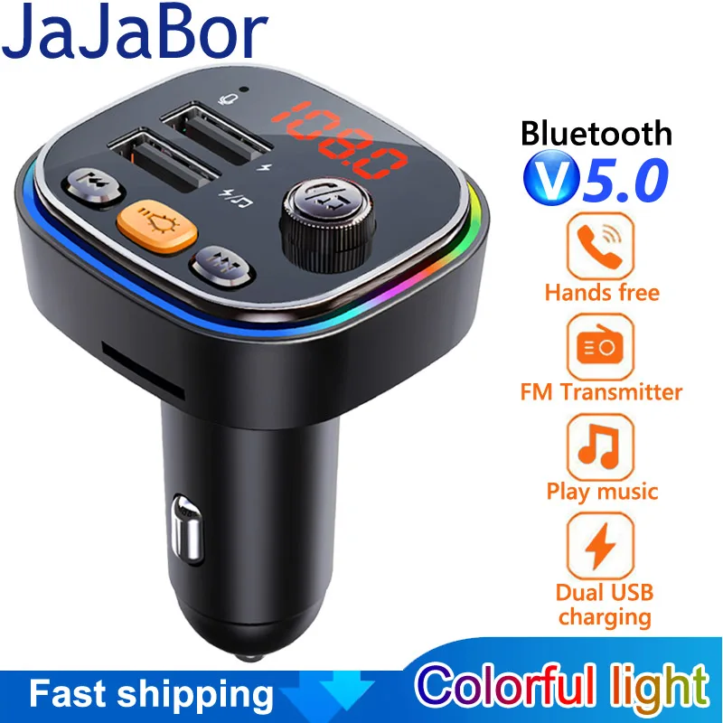 

JaJaBor FM Transmitter Car MP3 Player 3.1A Fast Charging USB Car Charger Handsfree Bluetooth-compatible 5.0 Car Kit FM Modulator