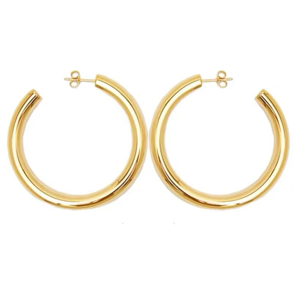 Chunky Thick Gold Half Hoop Earrings Stainless Medical Steel Women C Hoop Fashion Ins