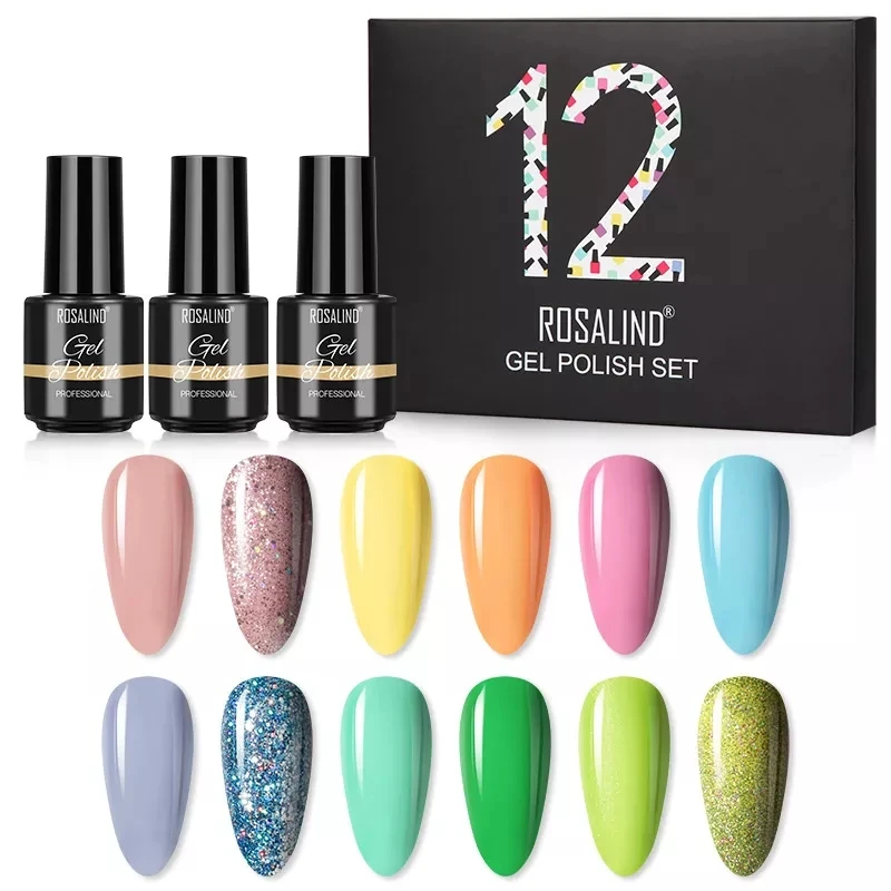 Rosalind Gel Nagellak Set Kit Vernis Semi Permanente Uv Hybrid Vernis Voor Manicure Base Top Coat Nagels Gel polish Set