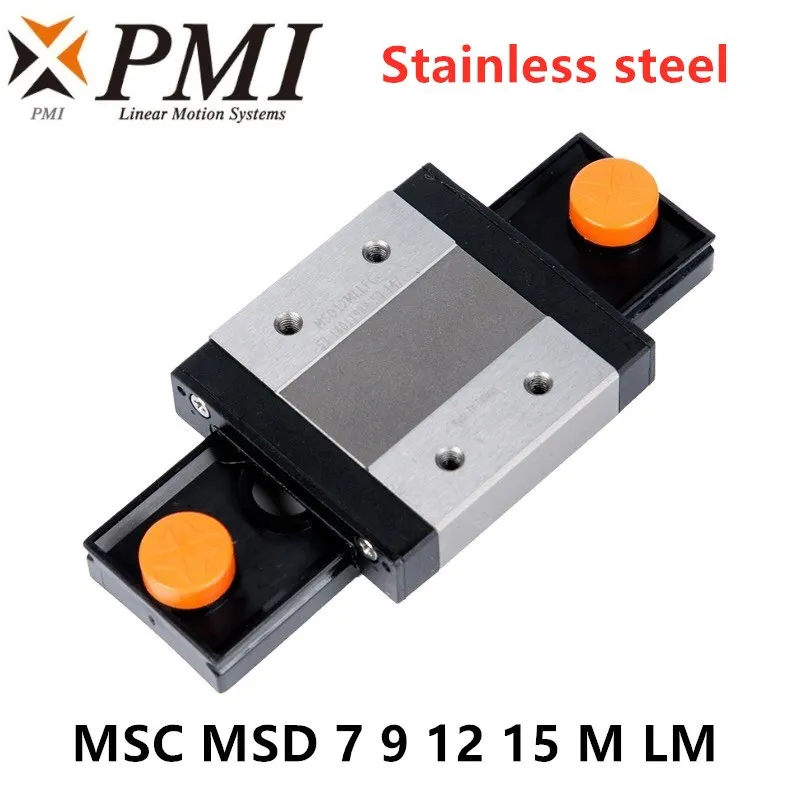 Taiwan PMI stainless steel linear guide block carriage MSC 7 9 12 15 M LM MLLFC LMLLFC MSC9M MSC12M MSC15M MSC9LM match rail