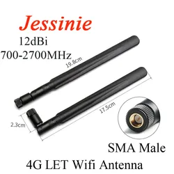10pcs/1pc 4G LET Wifi Antenna 12dBi High Gain SMA Male Connector Omnidirectional Router 700-2700MHz Modem for DUT 3G 4G GSM GPRS
