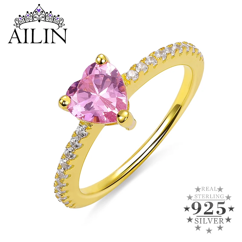 AILIN Custom Heart Birthstone Wedding Rings Women 925 Sterling Silver Personalized Promise Ring Cubic Zirconia Jewelry Gifts