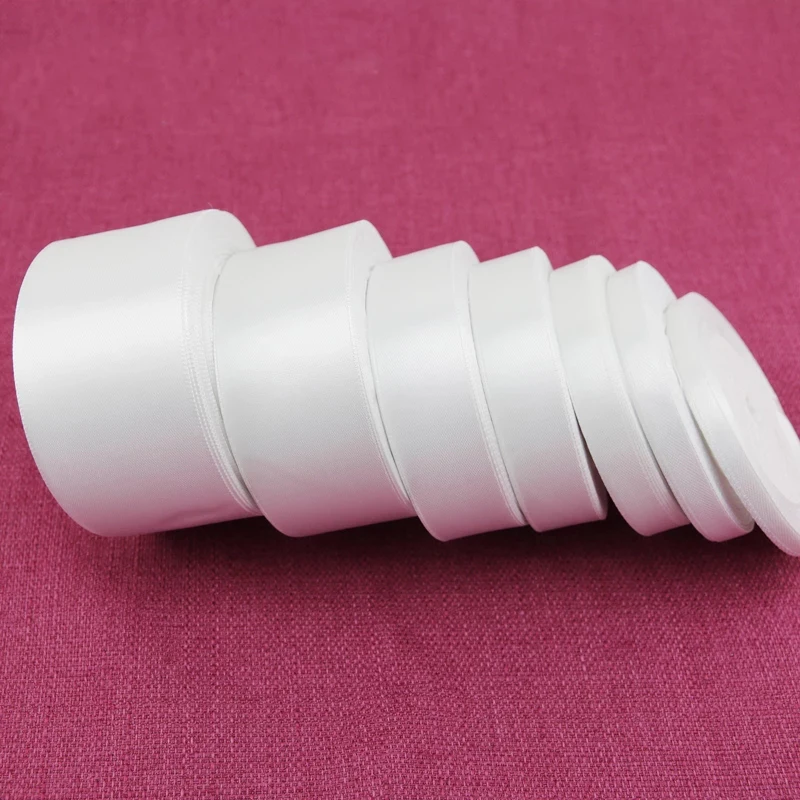 White Single Face Satin Ribbon Wholesale Gift Wrapping Christmas ribbons