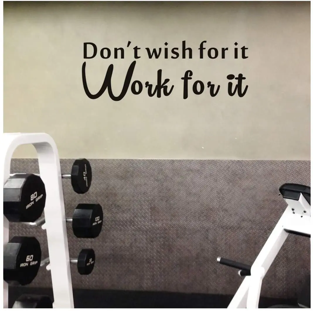 Don'T Wish For It Work For It Wall Sticker Gym Motivational Quote Wall Decals Home Decor Children Room Decoration Wall Art Mural