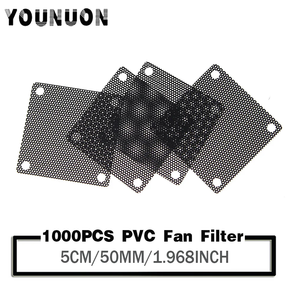 1000PCS 50mm Fan Cuttable Black PVC PC Fan Dust Filter Dustproof Case Computer Mesh for 50mm 5cm 50x50mm Cooling Fan