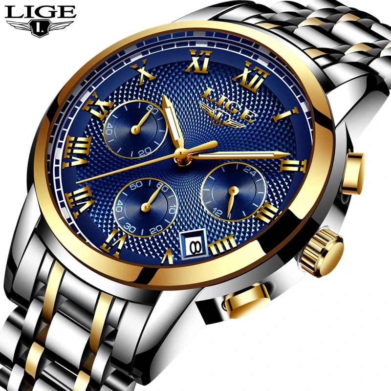 

LIGE Top Brand Luxury Man Watch Waterproof Luminous Steel Business Casual Sport Quartz Watch for Men Clock Relogio Masculino+Box